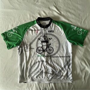 Louis Garneau 3XL Men's Short Sleeve Zip-up Cycling Jersey Green & White Vintage